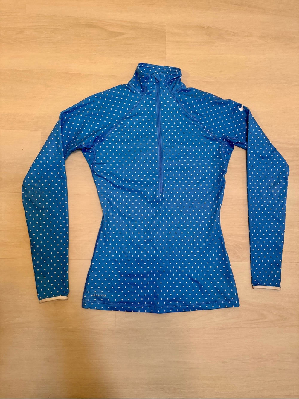 Nike Blue Polka Dot Long-Sleeve Quarter-Zip Top